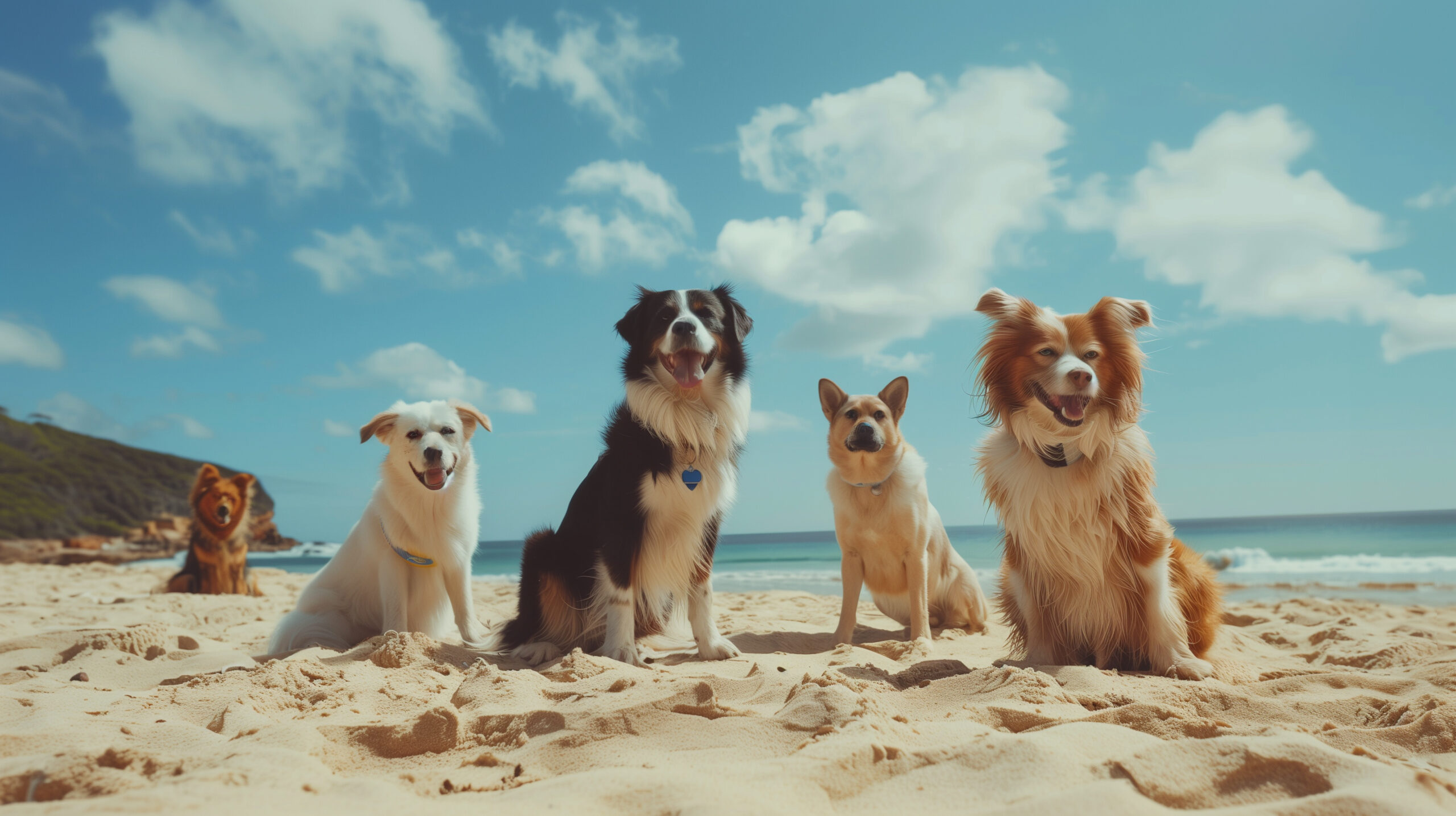 Picture of 5 dogs on Australia Beach